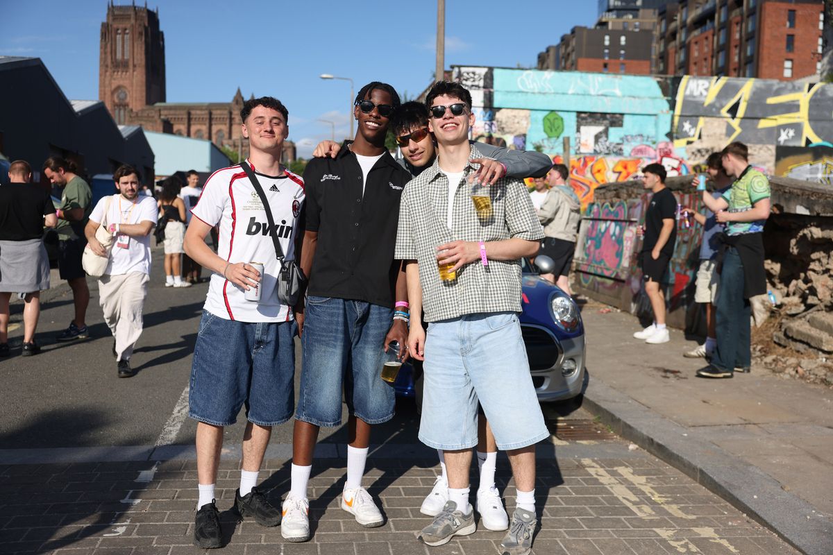 People enjoying the sun at the Baltic Triangle.