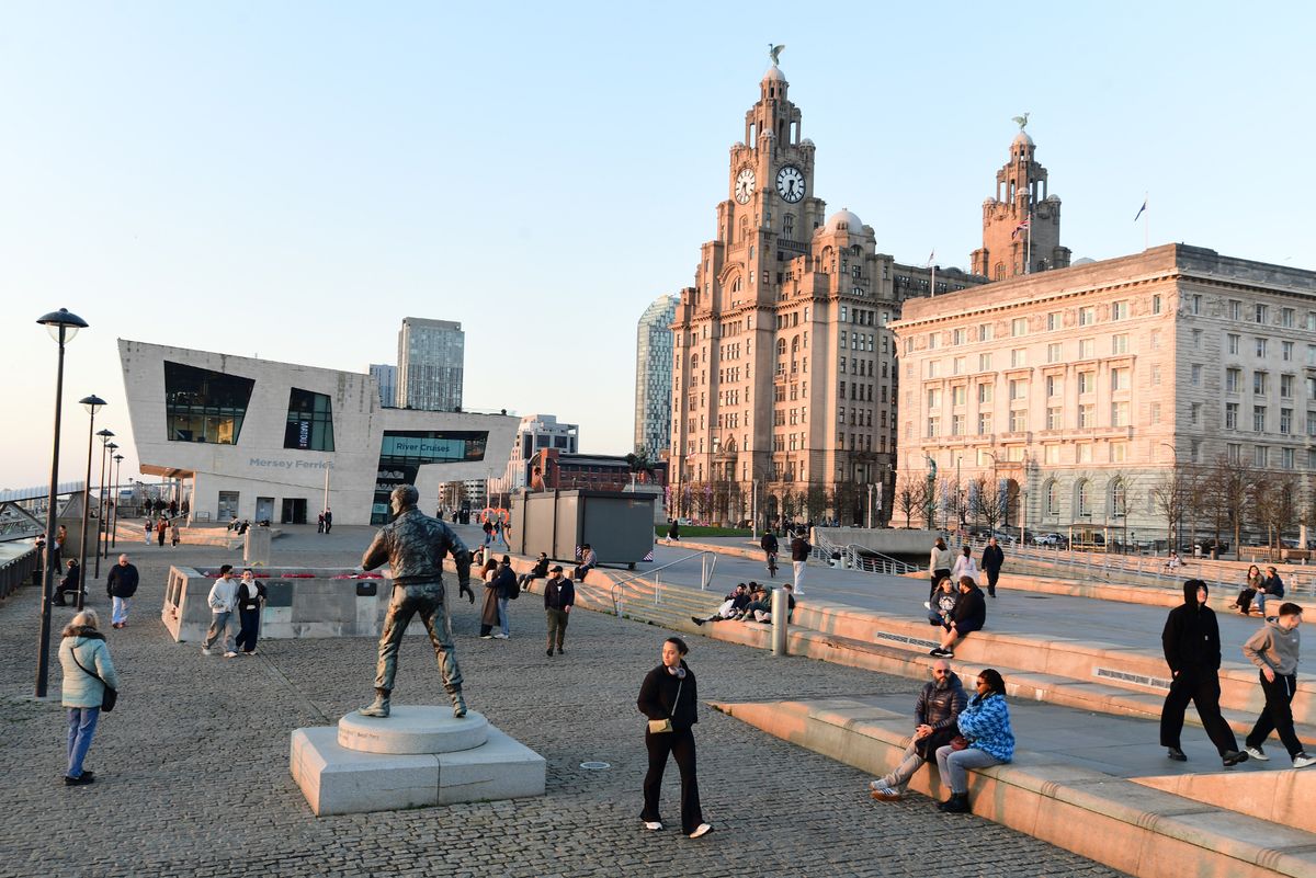 People enjoying the Spring weather on the waterfront