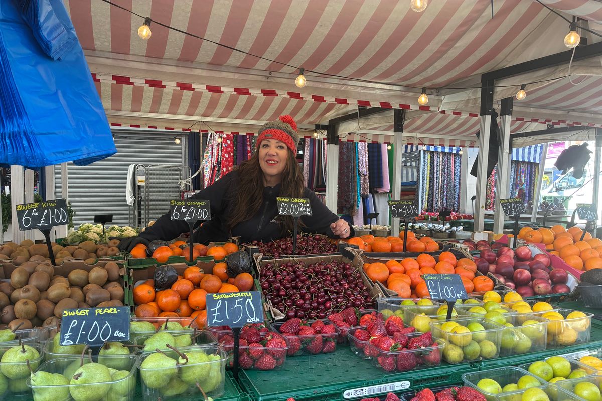 Vicki's Fruits in Leicester Market. 