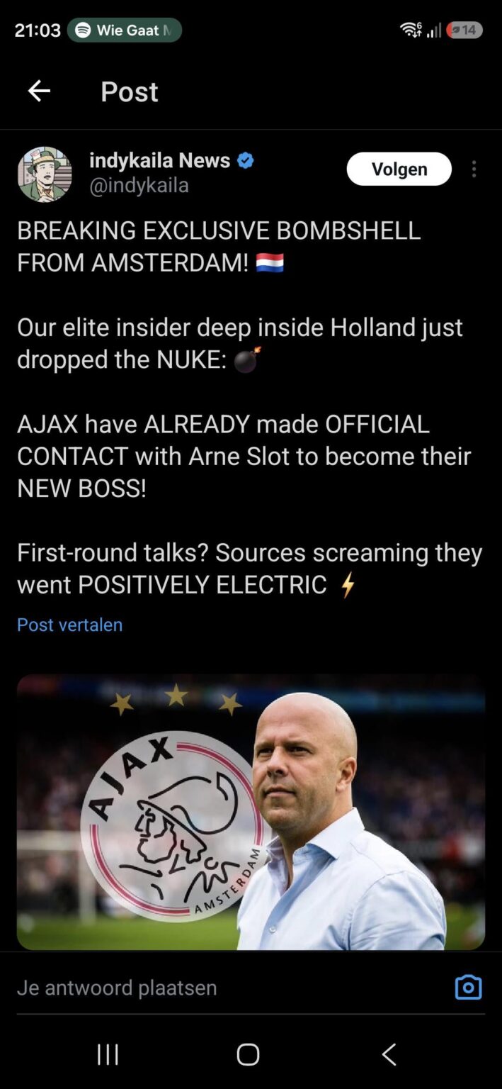 Rumours: Ajax looking at Slot for next season.