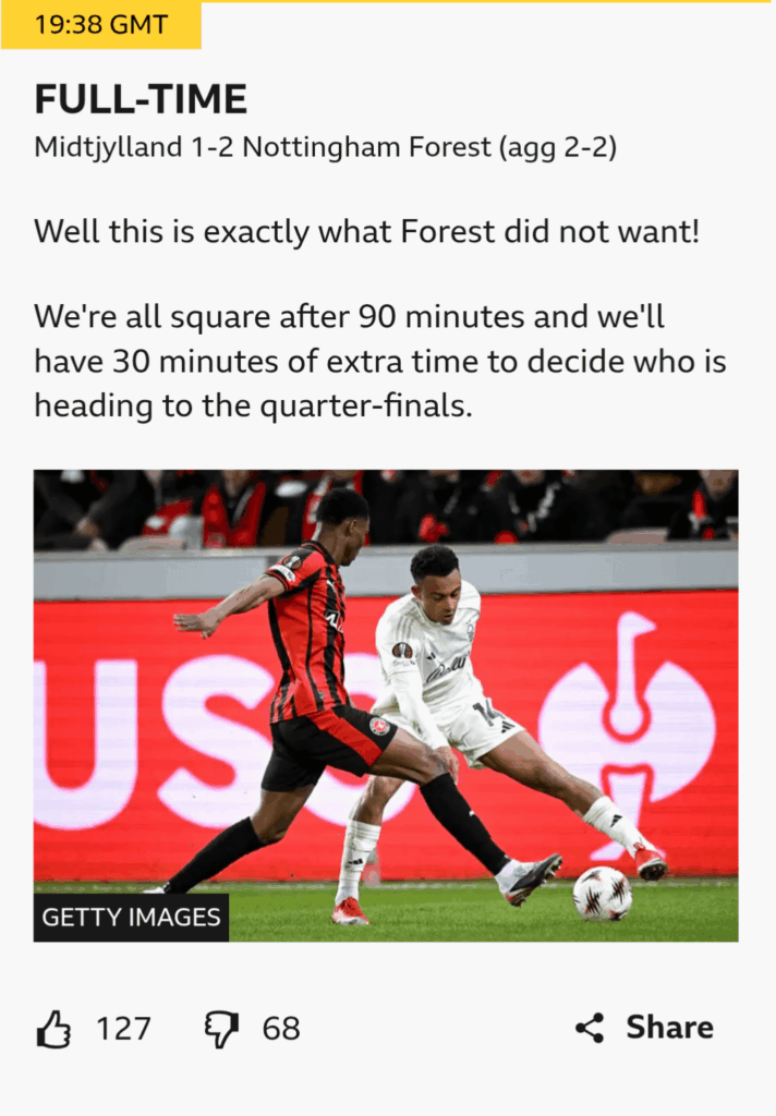 Good news everyone. Extra time and most of the starting 11 subbed on.