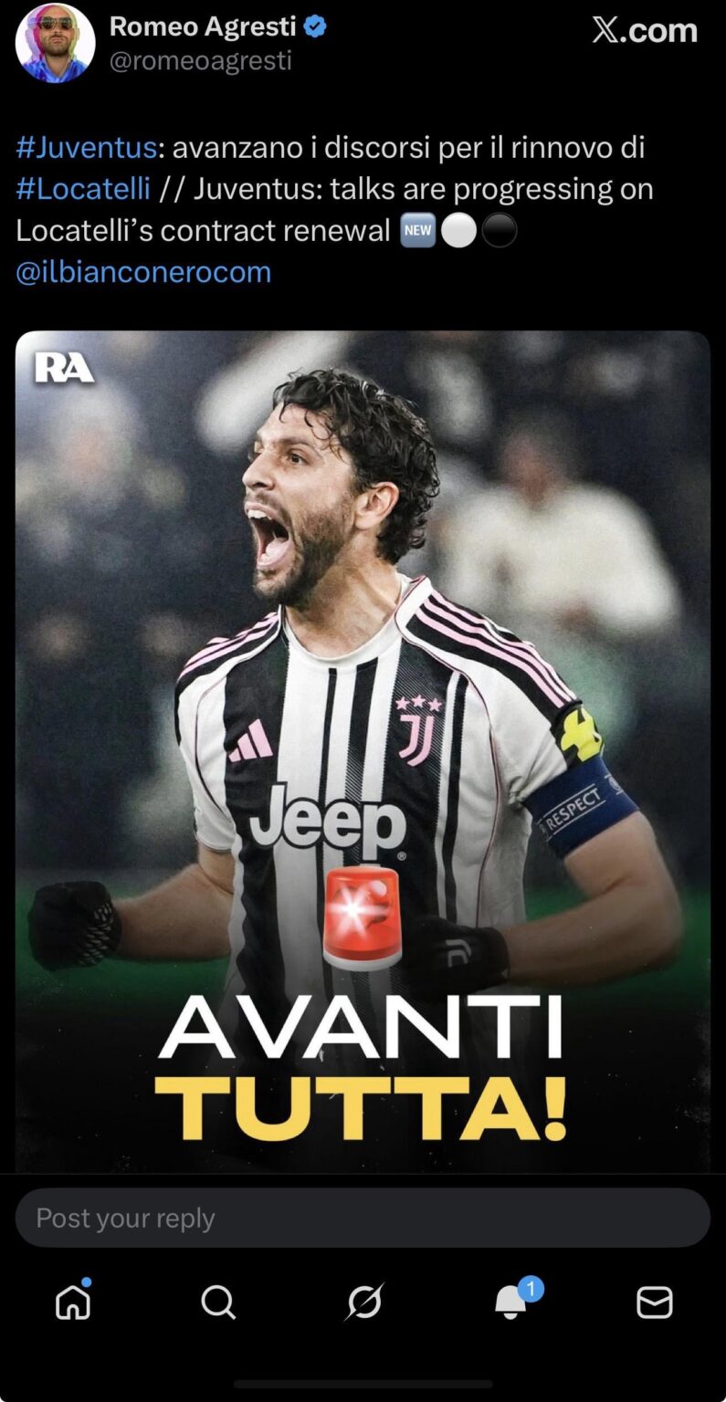Juventus: talks are progressing on Locatelli’s contract renewal