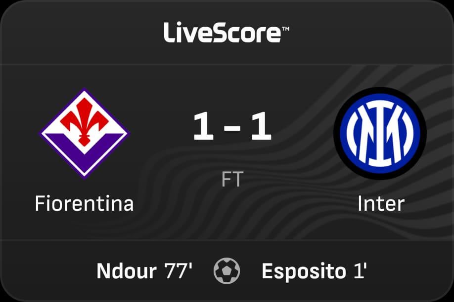 Inter drop Crucial points against Fiorentina, horrible March month for Chivu's team