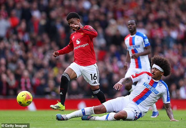 Amad Diallo (left) was the player to miss out during their 2-1 win over Crystal Palace on Sunday