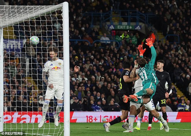 Joe Rodon (left) thought he put Leeds ahead but his goal was ruled out for offside by VAR