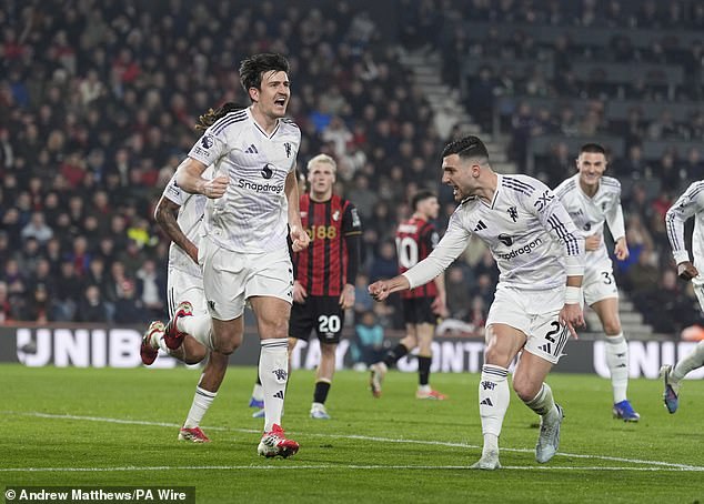 Just minutes earlier too, the defender had been wheeling away in delight after putting Man United ahead