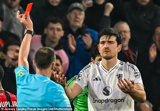 But Maguire was the one given his marching orders and the lead the defender had given them with his second goal was eliminated