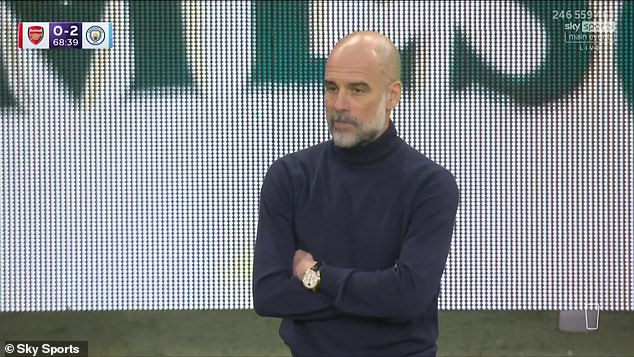 His manager, Pep Guardiola, didn't see the funny side of things as he shook his head