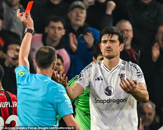 Harry Maguire is sent off at Bournemouth on Friday - but that decision is not what angered United boss Michael Carrick