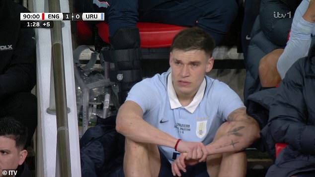 The Uruguay player was quickly whipped off by his manager but farcical refereeing later found him to have no yellow cards at all