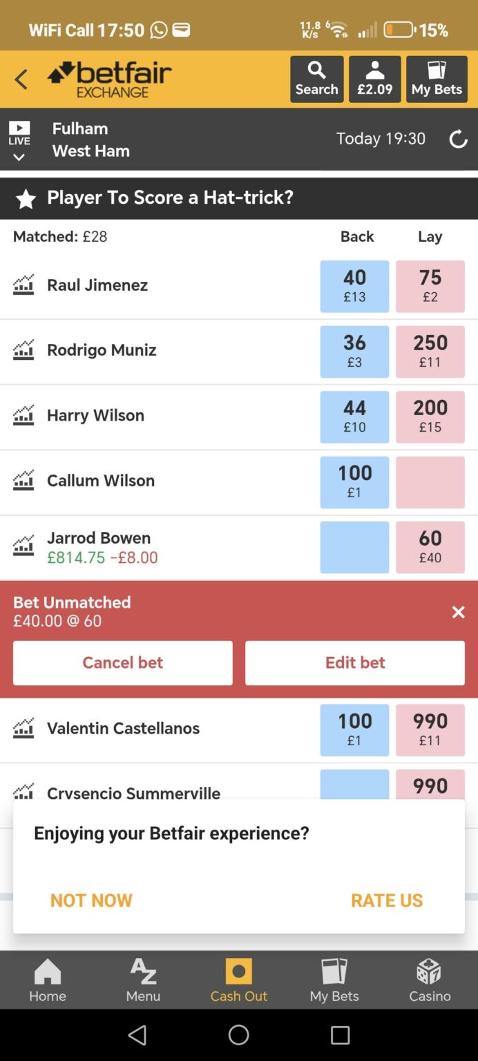 50 quid Jarrod hat trick. Match me, pussies.