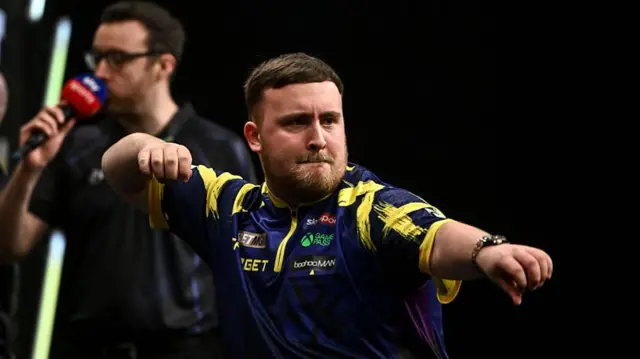 Luke Littler in Premier League Darts action