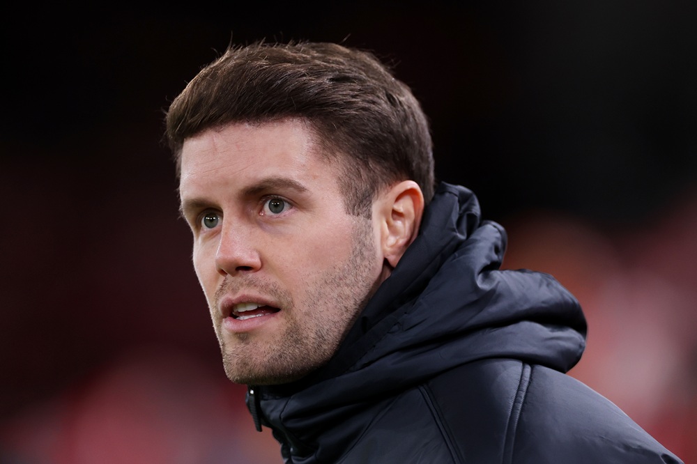 Fabian Huerzeler, Manager of Brighton & Hove Albion, looks on prior to the Emirates FA Cup Fourth Round match between Liverpool and Brighton & Hove Albion on February 14, 2026 in Liverpool, England. (Photo by Lewis Storey/Getty Images)