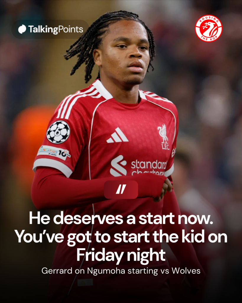 Rio Ngumoha of Liverpool running during the UEFA Champions League 2025/26 League Phase MD1 match between Liverpool FC and Atletico de Madrid at Anfield