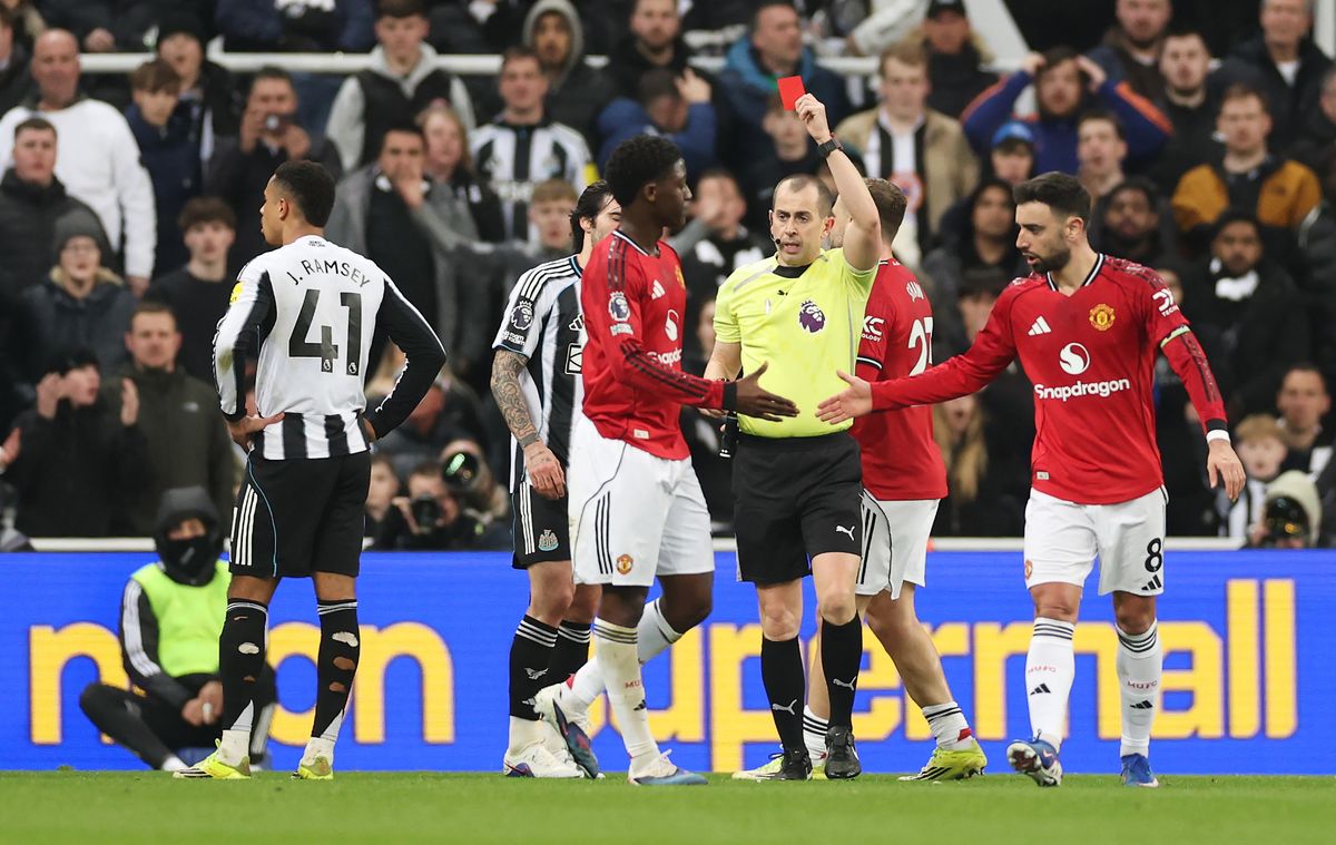 Jacob Ramsey is shown a red card