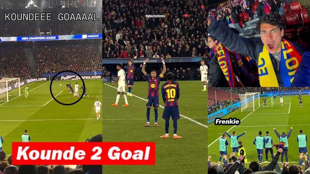 Barcelona Fans Reactions to Jules KOUNDE 2 Goal vs Frankfurt