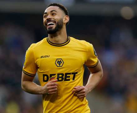 Wolverhampton Wanderers' Matheus Cunha celebrates after Rodrigo Gomes scores