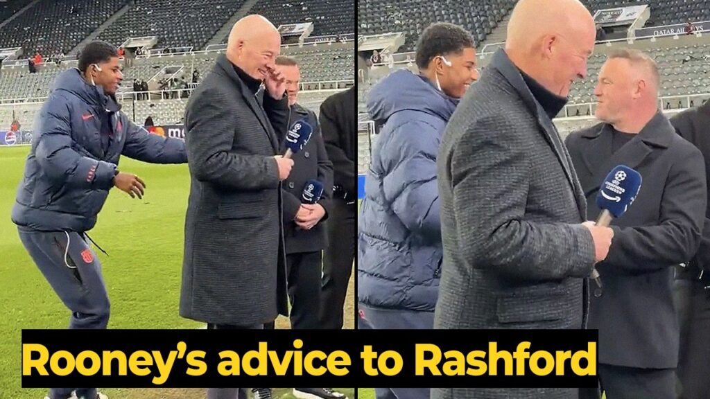 Moment Marcus Rashford & Wayne Rooney greet each other in Barca vs Newcastle last night
