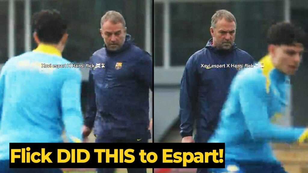 Xavi Espart’s SHOCK Hansi Flick in training today ahead of Sevilla