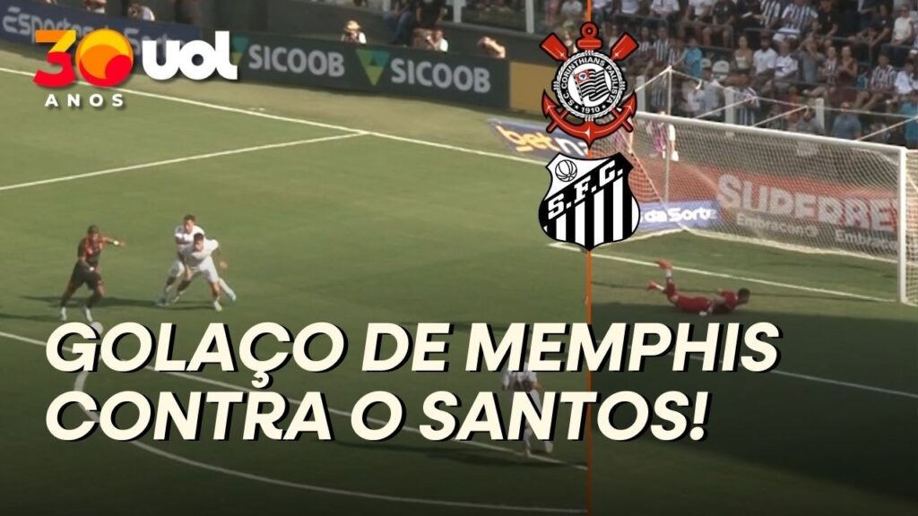 MEMPHIS DEPAY FAZ GOLAÇO E CORINTHIANS ABRE O PLACAR CONTRA O SANTOS DE NEYMAR NA VILA BELMIRO