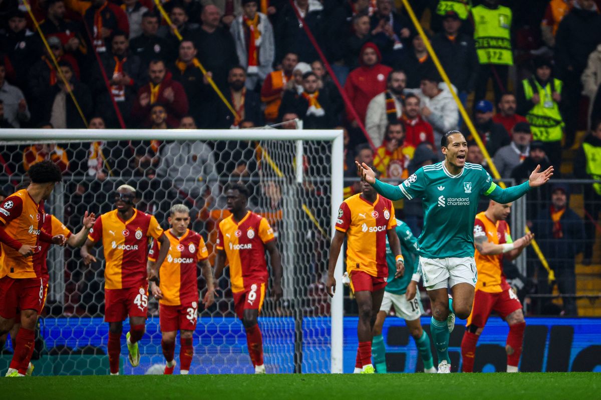 Virgil Van Dijk of Liverpool FC expresses disappointment during the match. Galatasaray SK and Liverpool FC faced each other at UEFA Champions League 2025/26 League Round of 16 - 1st leg. The match took place in Ali Sami Yen Rams Park Stadium on March 10th, 2026. (Photo by Burak Basturk/Middle East Images/AFP via Getty Images)