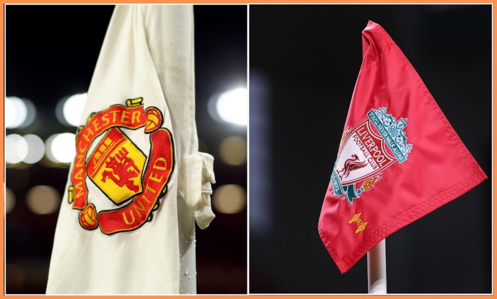 Man United and Liverpool to compete for midfielder Adam Wharton Man United Liverpool flag