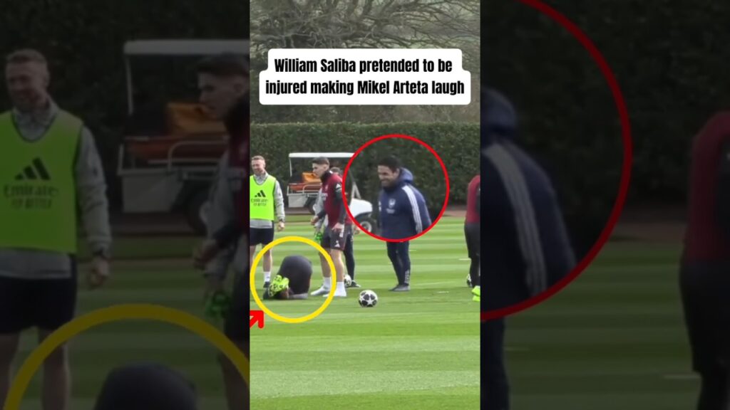 SALIBA PRANKED ARTETA DURING TRAINING 😁 #footballshorts