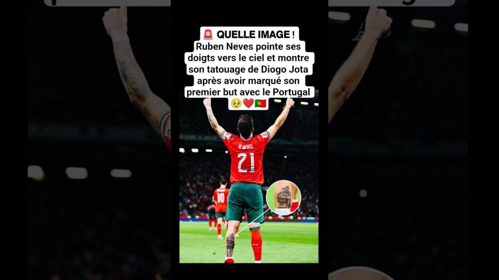 Ruben Neves pointe ses doigts vers le ciel &montre son tatouage de Diogo Jota #jota #portugal #neves
