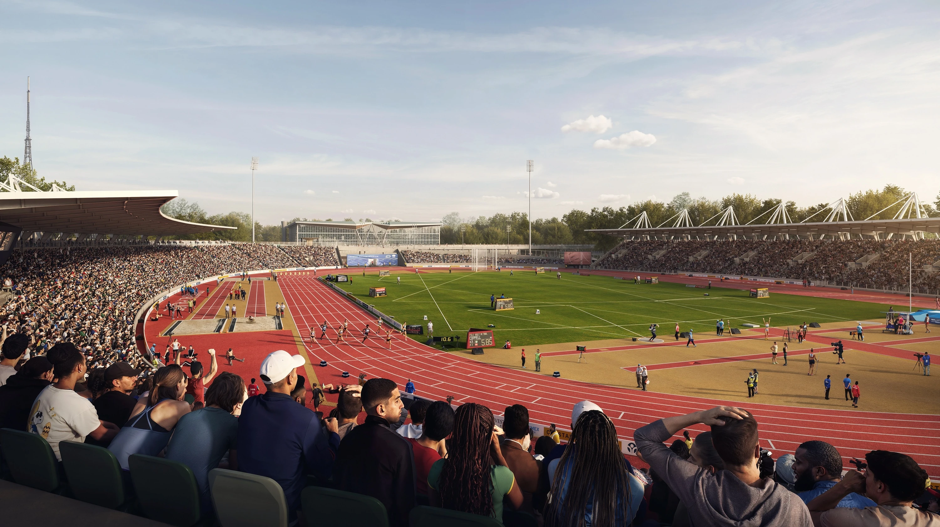 Preview render of the completed arena at Crystal Palace National Sports Centre