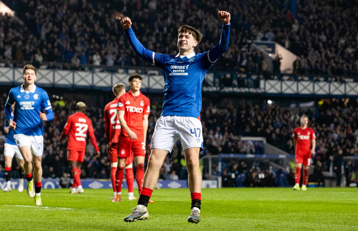 Rangers' Mikey Moore celebrates scoring to make it 2-0 vs Aberdeen