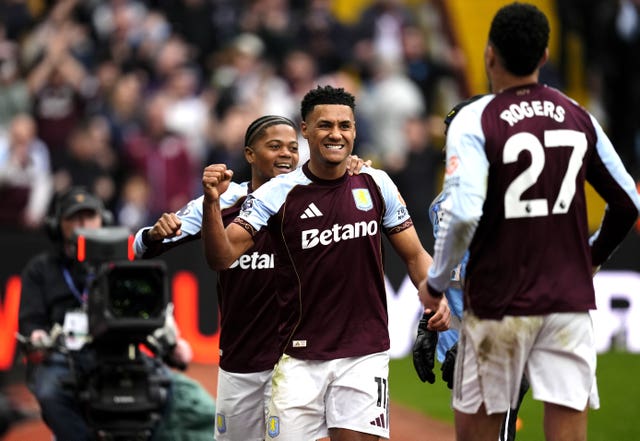 Aston Villa’s Ollie Watkins celebrates scoring