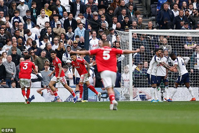 Nottingham Forest beat Tottenham on Sunday in a crunch match in the relegation battle