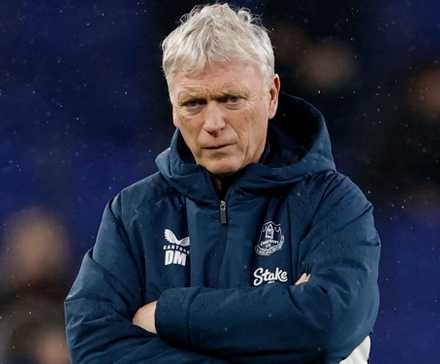 Everton's manager David Moyes during the warm up before the match 