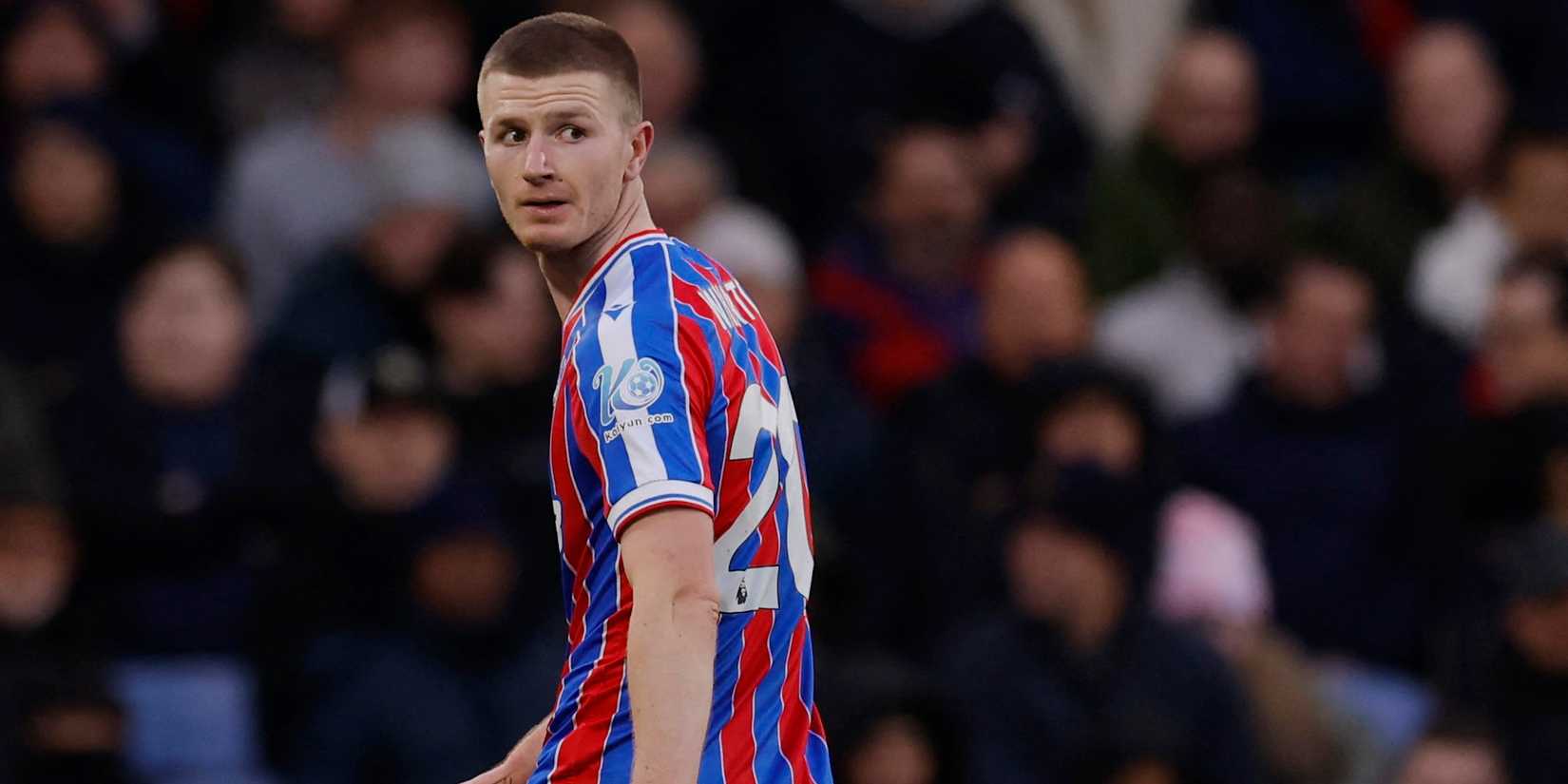 Crystal Palace's Adam Wharton reacts after being sent off 