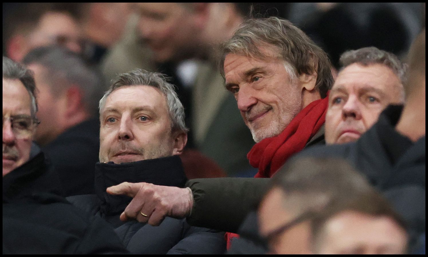 Sir Jim Ratcliffe with Man Utd Technical Director Jason Wilcox in the stands