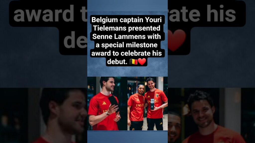 Youri Tielemans Honors Senne Lammens with Milestone Debut Award 🇧🇪✨#shorts
