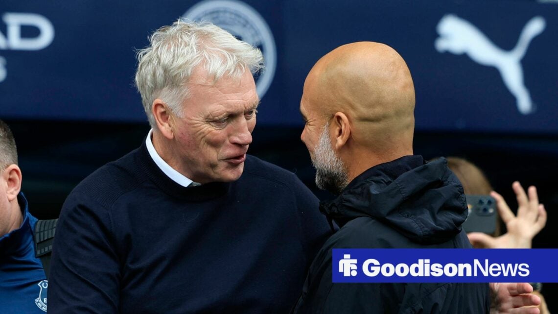 David Moyes and Pep Guardiola talking