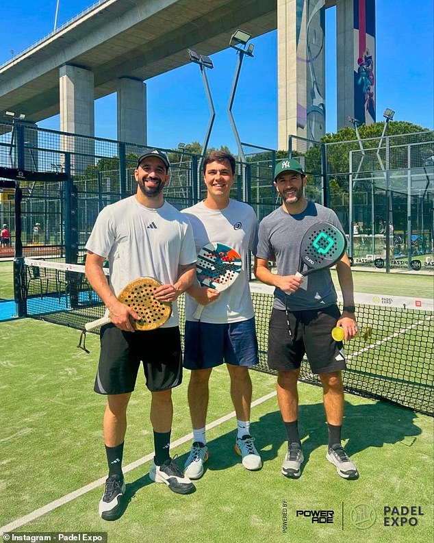 Ruben Amorim was spotted playing padel with his former colleague Hugo Viana (R) in Portugal