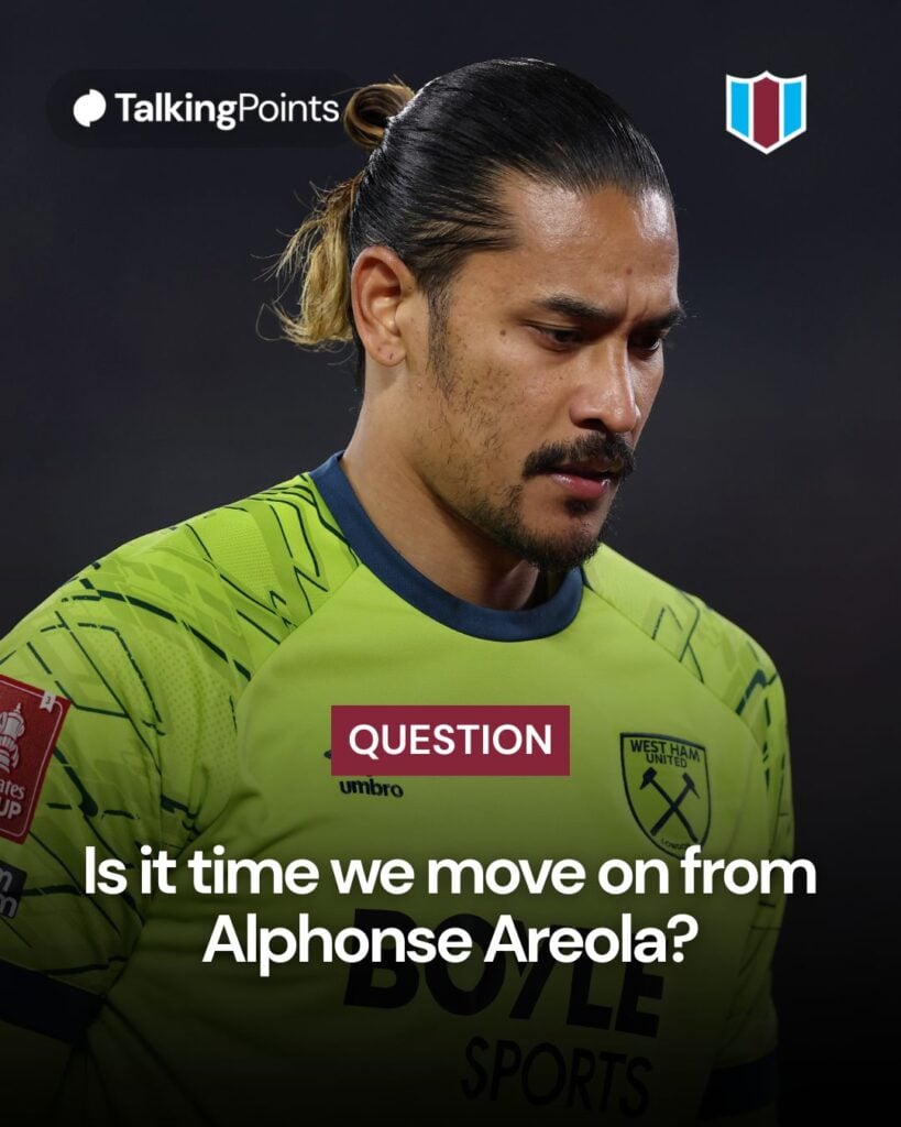 Alphonse Areola of West Ham United during the Emirates FA Cup Fifth Round match between West Ham United and Brentford on March 09, 2026 in London, England.