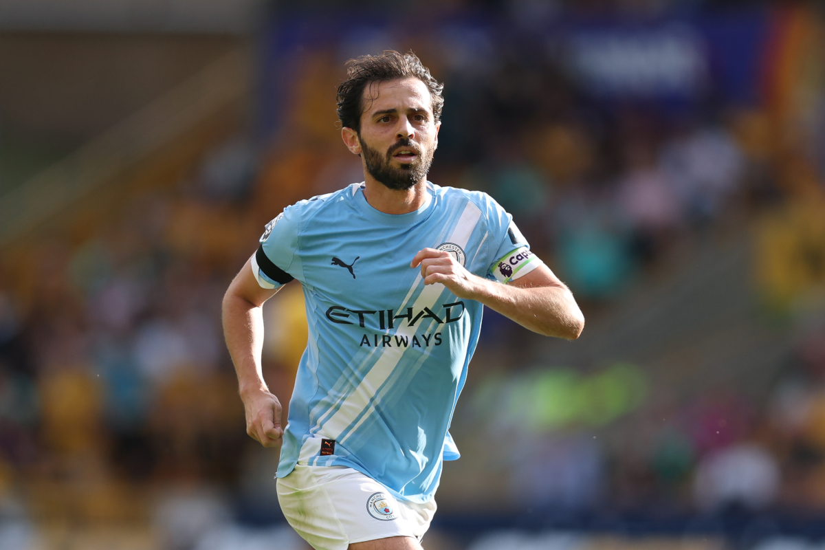 WOLVERHAMPTON, ENGLAND - AUGUST 16: Bernardo Silva of Manchester City in action during the Premier League match between Wolverhampton Wanderers and Manchester City at Molineux on August 16, 2025 in Wolverhampton, England. (Photo by Michael Regan/Getty Images) (Juventus links)