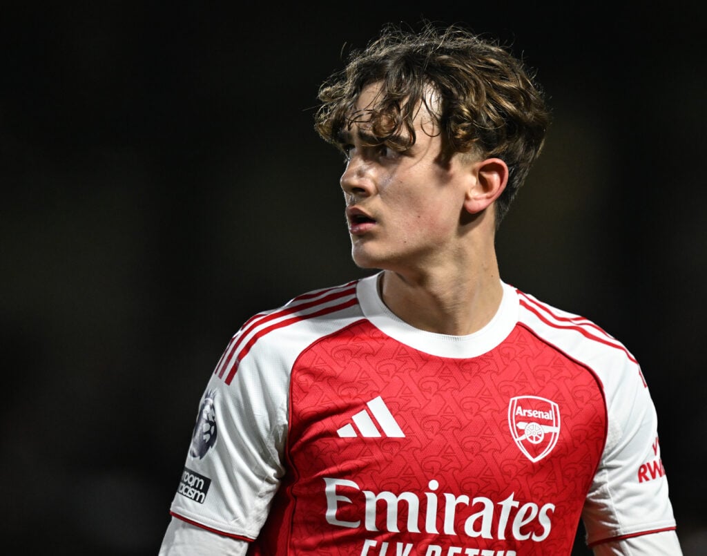 Max Dowman looking on during an Arsenal U21s game