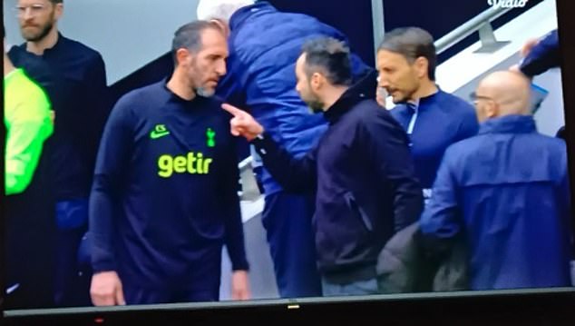 The furious touchline row Roberto De Zerbi had at Tottenham that insiders thought had scuppered any chances of becoming manager