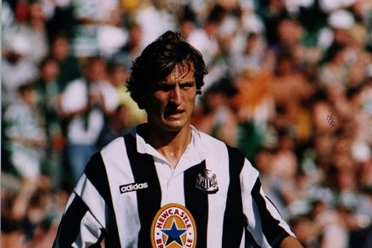 David Ginola looks on while playing for Newcastle 