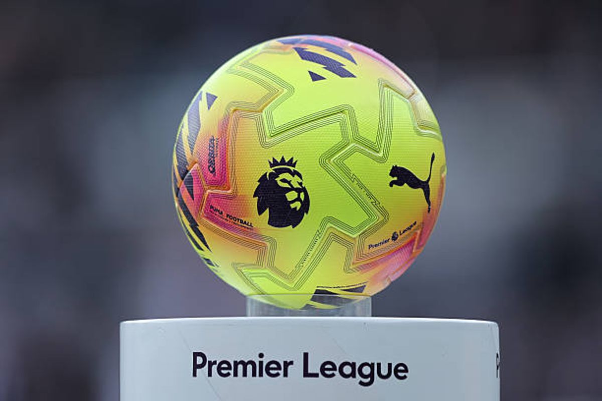 A Puma Orbita Premier League winter match ball is seen during the Premier League match between Newcastle United and Everton at St James' Park on February 28, 2026 in Newcastle upon Tyne, England.