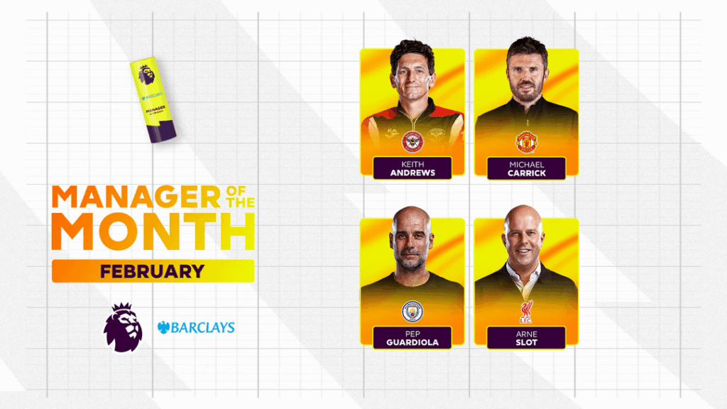 Michael Carrick nominated for February's Premier League Manager of the Month