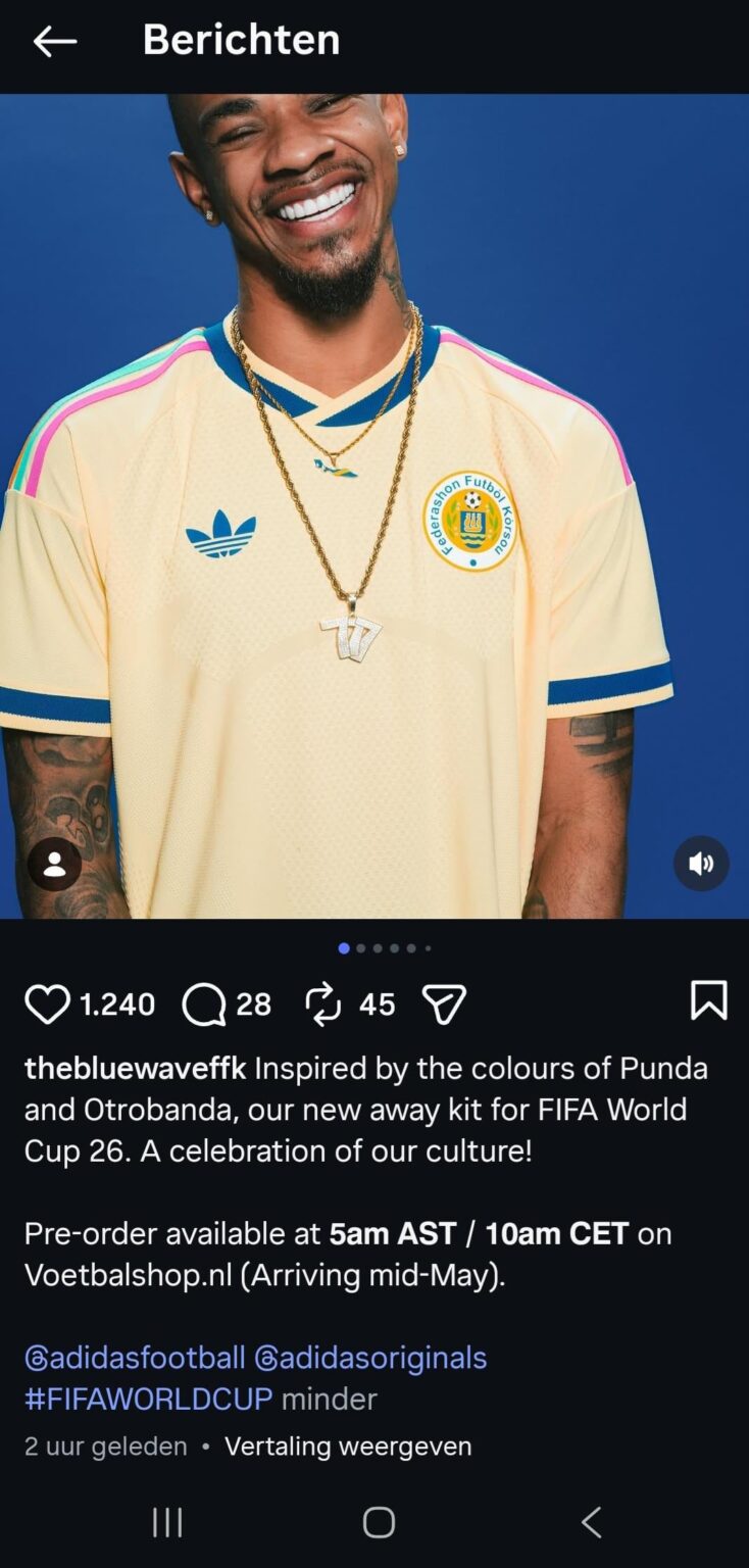 WK-shirts Curaçao vandaag vanaf 10:00 uur te pre-orderen