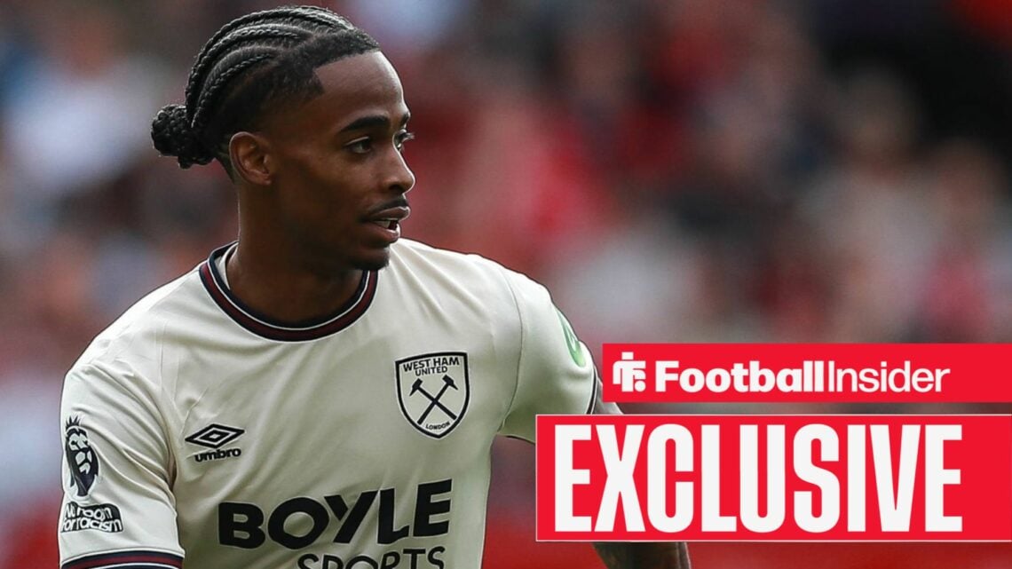 Crysencio Summerville in white West Ham kit