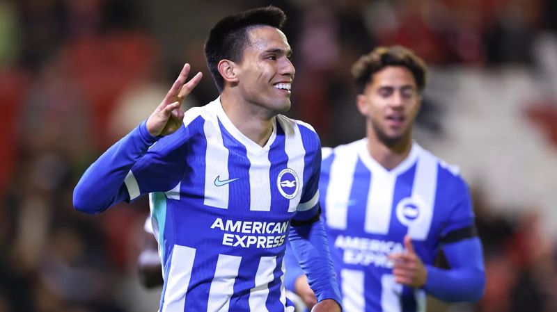 Diego Gomez scored four goals for Brighton against Barnsley in the Carabao Cup in the 2025-26 season