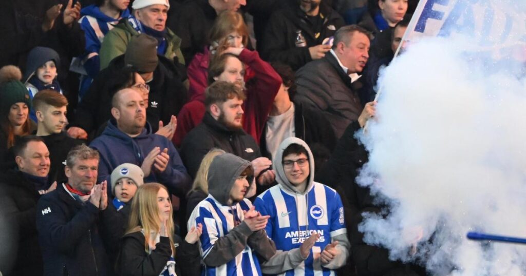 Photos of Brighton fans at the Amex for Arsenal game