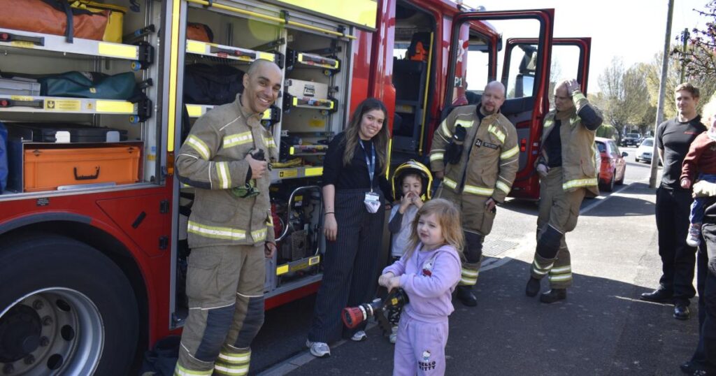 Springbourne firefighters visit Tops Muscliff Nursery